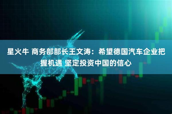 星火牛 商务部部长王文涛：希望德国汽车企业把握机遇 坚定投资中国的信心